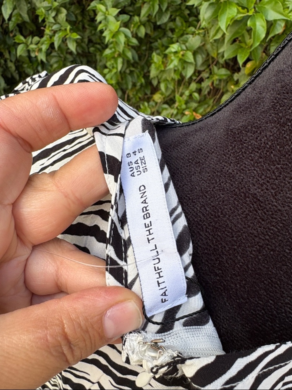 Faithfull The Brand Zebra Print Black & White Midi Dress Size 4 - Picture 9 of 12